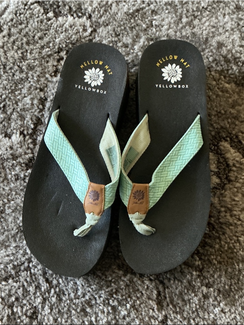 Rainbow Mint Green Woven Strap Flip Flops